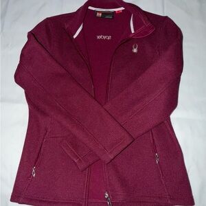 Spyder Maroon Full Zip Jacket – Logo Fleece, Size L